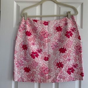 Ann Taylor pink floral cotton skirt
